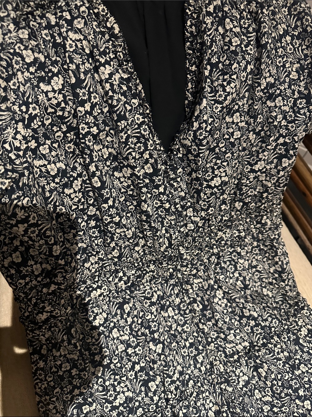 Black & White Floral V-Neck Dress